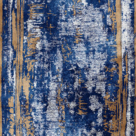 Abstract design in blue and gold – printed rug