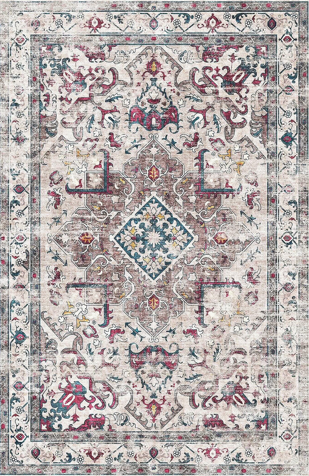 3 The Blush Mosaic Distressed chenille Rug