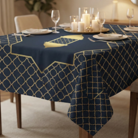 The Midnight Gold Geometric Tablecloth